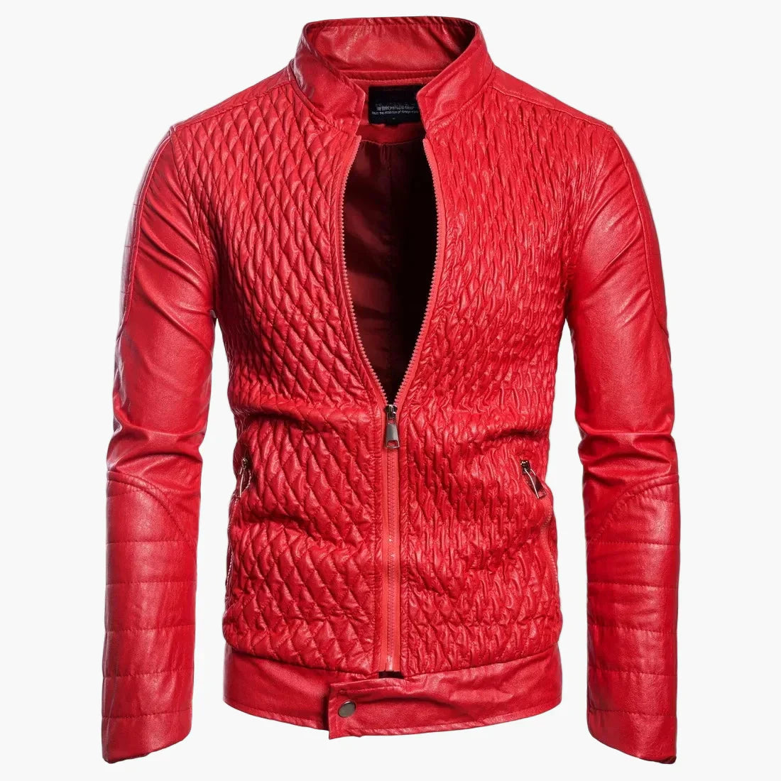 WW | Übergangsjacke im Biker-Stil mit Stehkragen und Rauten-Design - Perfekt für Alltag und Freizeit