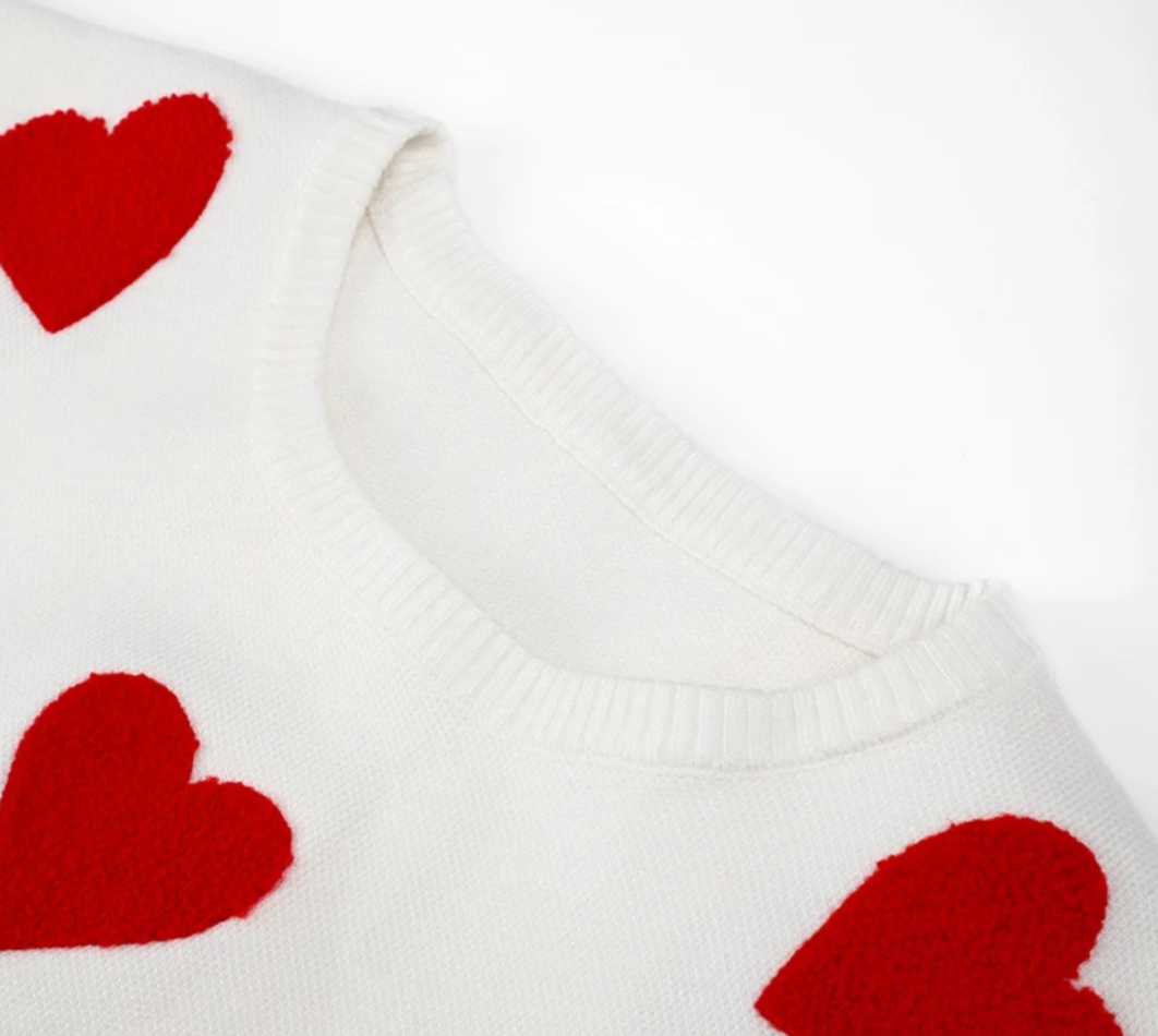 WW | Lässiger Pullover für Frauen mit Liebe Stickerei