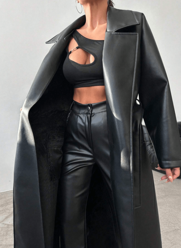 WW | Faux Leather Trench Coat - Elegant & Timeless - Vegan Leather - Statement Outerwear