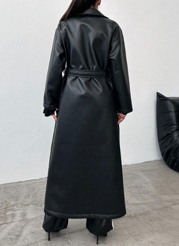 WW | Faux Leather Trench Coat - Elegant & Timeless - Vegan Leather - Statement Outerwear