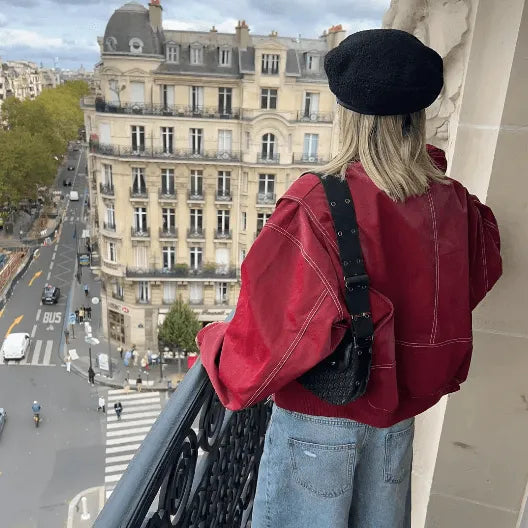 WW | Lederjacke Cool und Lässig Schwarz Ideal für Frühling, Herbst und Winter