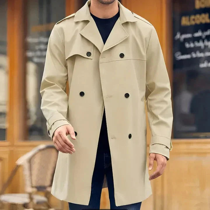 WW | Timeless Double-Breasted Men's Coat with Lapel Collar