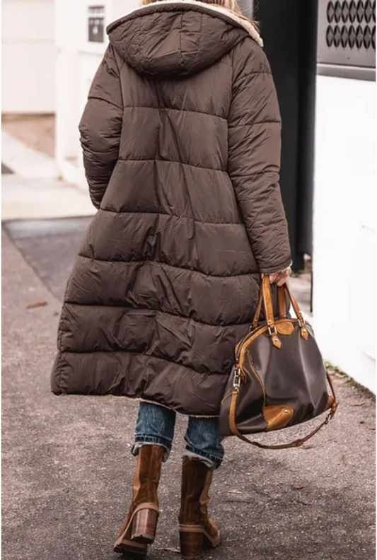 WW | Wendbare lange Sherpa-Jacke