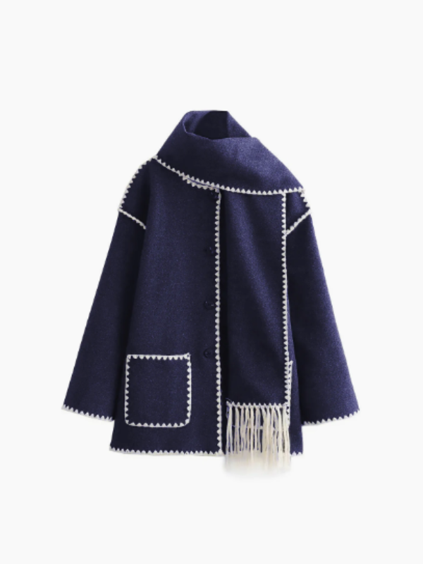 WW | warm coat with tassel scarf