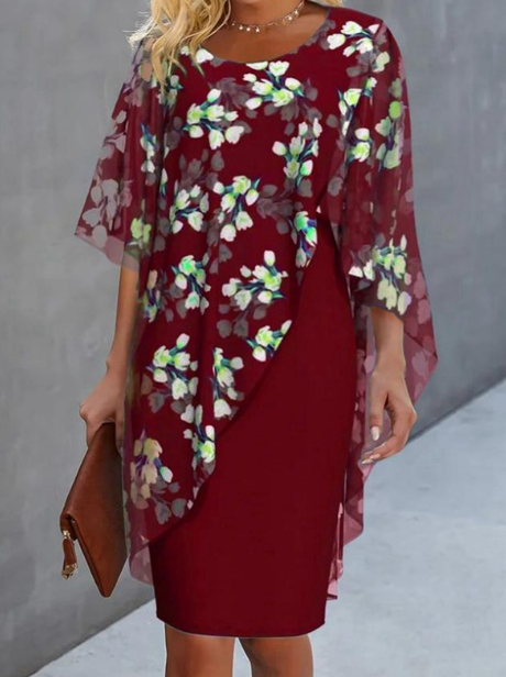 WW | Elegantes Schichtkleid Mit Blumen