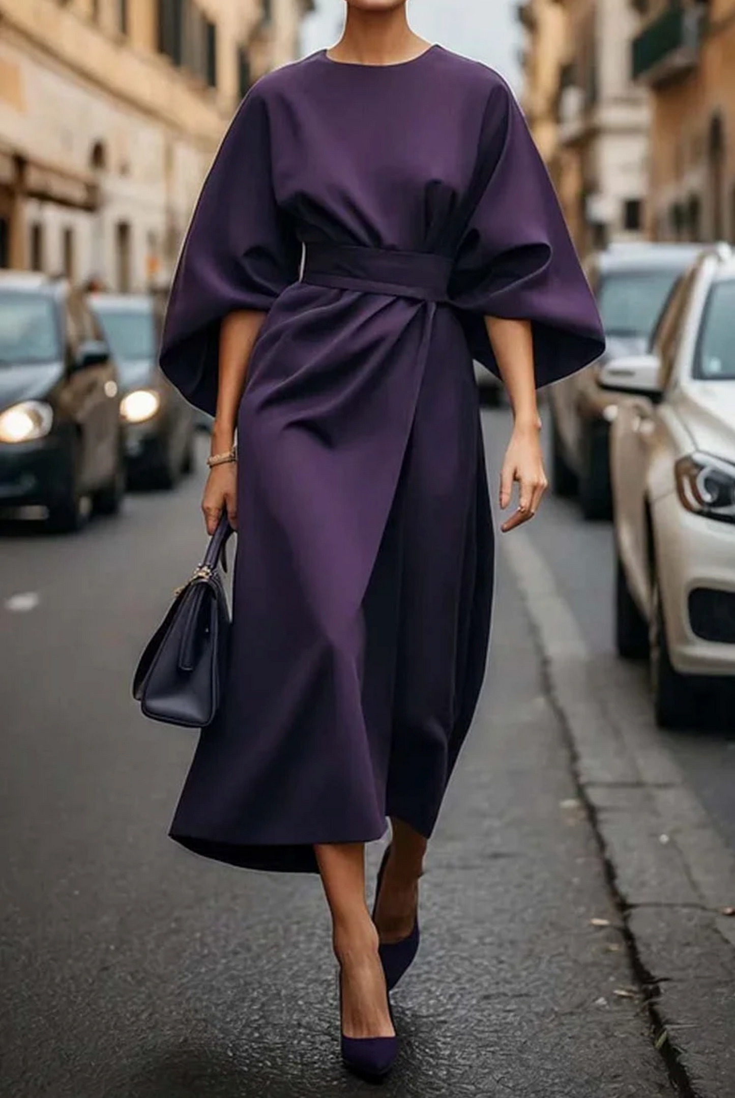 Véda – Luxuriöses Kleid mit Laternenärmeln