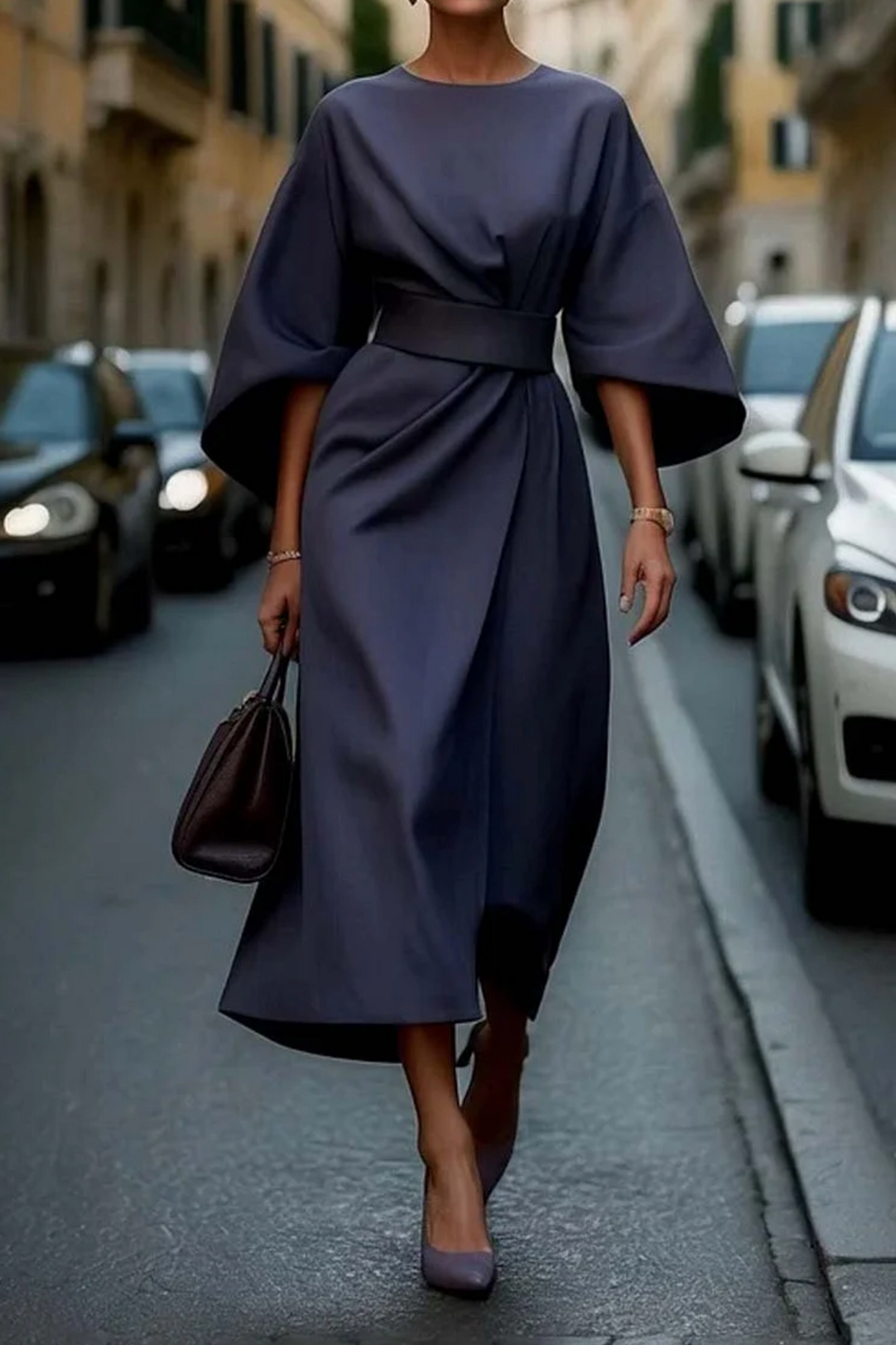 Véda – Luxuriöses Kleid mit Laternenärmeln