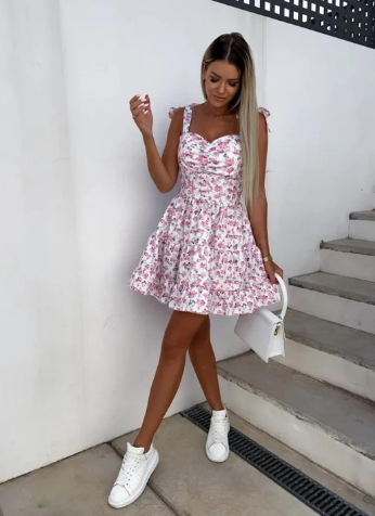 WW | Floral Print Ärmelloses Boho-Kleid
