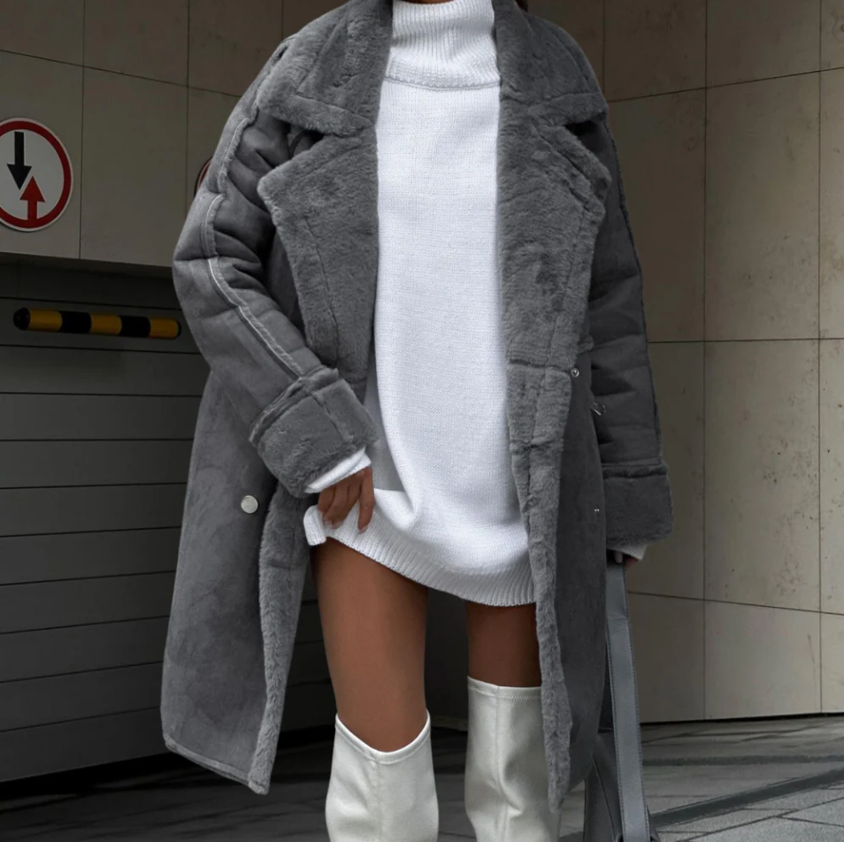 WW | elegante lange Fleecejacke für Damen