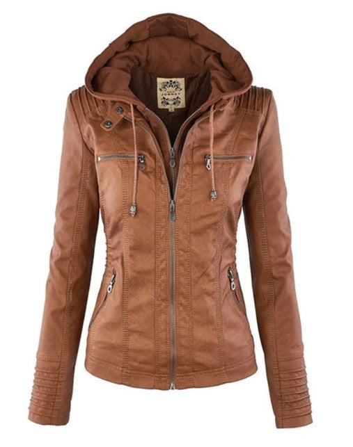 WW Lederjacke Mit Kapuze Für Damen | Perfekt Für Lässige Tage