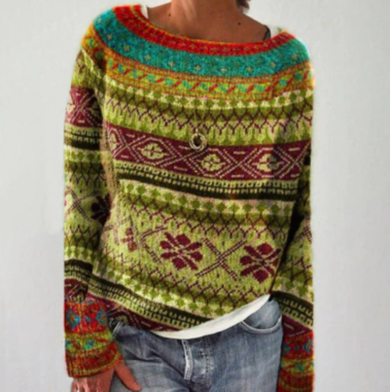 WW | Baumwoll Norweger-Pullover Mit Mustern Für Damen - Perfekt für Alltägliche Anlässe