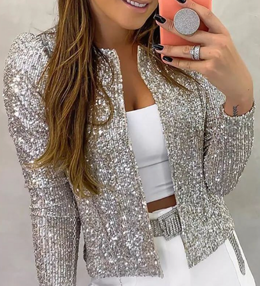 WW | Elegante Paillettenjacke Für Damen