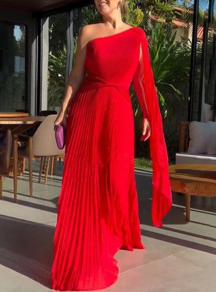 Dalila - Off-the-Shoulder Pleated Maxi Dress