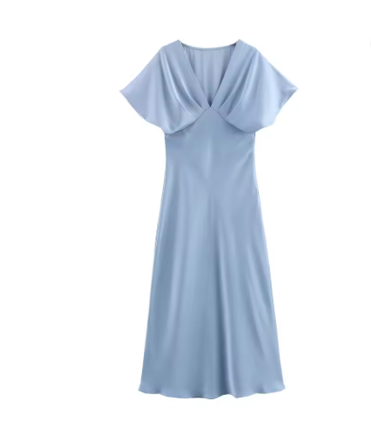 Damen Elegantes Midi-Kleid mit Puffärmeln und figurbetontem Schnitt WW