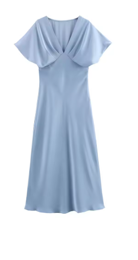 Damen Elegantes Midi-Kleid mit Puffärmeln und figurbetontem Schnitt WW