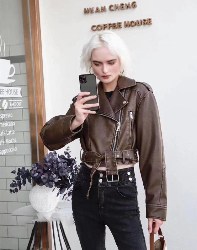 WW | Short Leather Jacket for Women