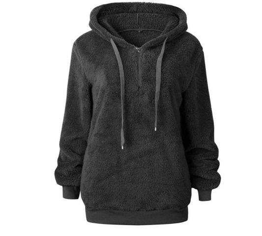 WW | damen-fleece-sweatshirt mit reibverschluss am ausschnitt