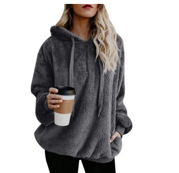 WW | women's fleece sweatshirt with zip-up neckline