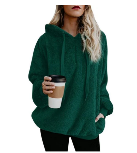 WW | women's fleece sweatshirt with zip-up neckline