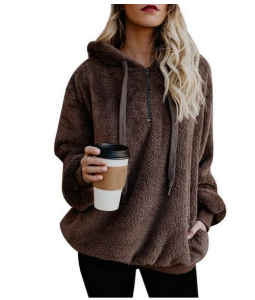 WW | women's fleece sweatshirt with zip-up neckline