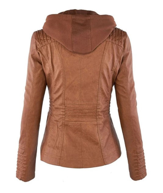 WW Lederjacke Mit Kapuze Für Damen | Perfekt Für Lässige Tage