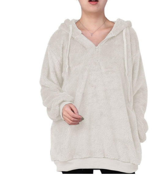 WW | women's fleece sweatshirt with zip-up neckline