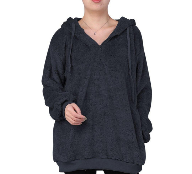 WW | women's fleece sweatshirt with zip-up neckline
