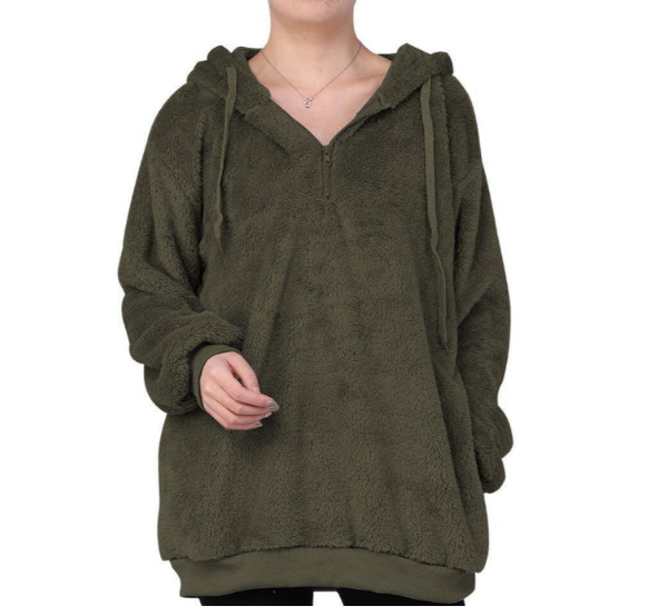 WW | women's fleece sweatshirt with zip-up neckline