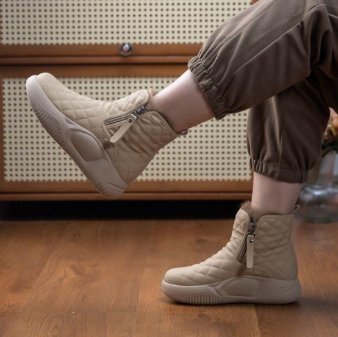 WW | Women's Winter Ankle Boots with Zipper – Non-Slip Thermal Shoes for Cold Days
