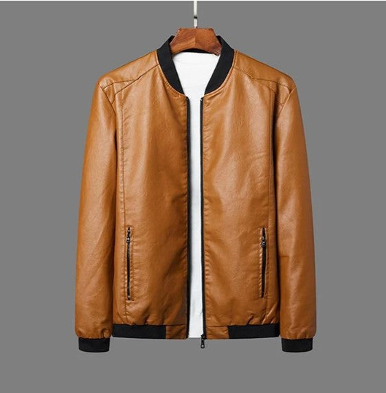 WW | Leather-Look Bomber Jacket – Stylish Transitional Jacket with Zipper for Streetwear & Leisure