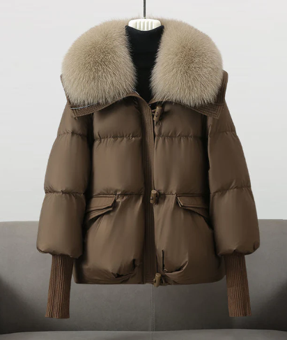 WW | Stylish Winter Chic Quilted Jacket with Fur Collar for Women