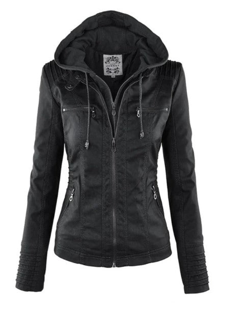 WW Lederjacke Mit Kapuze Für Damen | Perfekt Für Lässige Tage