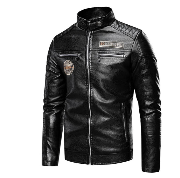 WW | herren lederjacke mit patches