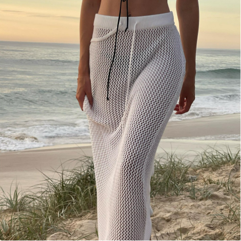 WW | Rosiedress Elastic Waist Hollow Cover-Up Maxi Skirt