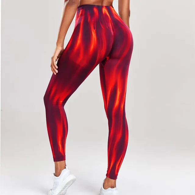 WW | High Waist Leggings mit Wellenmuster - Perfekt für Freizeitaktivitäten für Damen