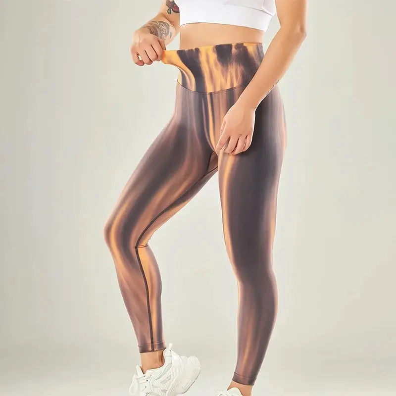 WW | High Waist Leggings mit Wellenmuster - Perfekt für Freizeitaktivitäten für Damen