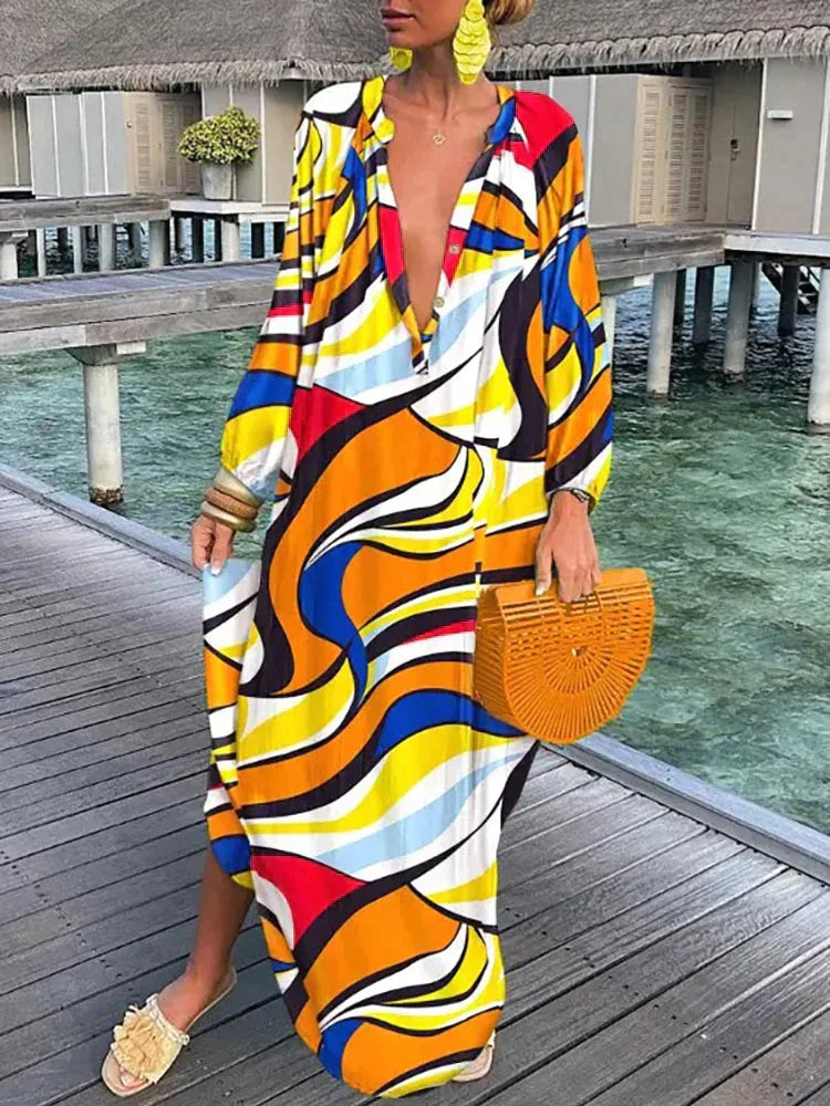 WW | Damen Tiefer V-Ausschnitt Dress