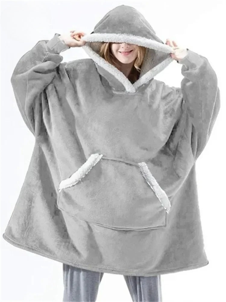 WW | Oversized Hoodie Blanket with Hood - Soft Fleece Pullover for Women & Men, Perfect for Home & Winter