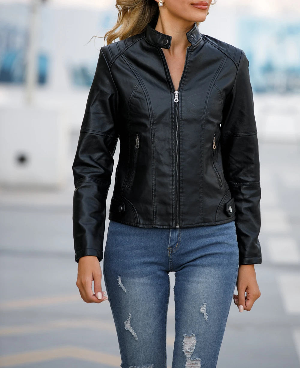 WW | Leather Women's Jacket with Zipper