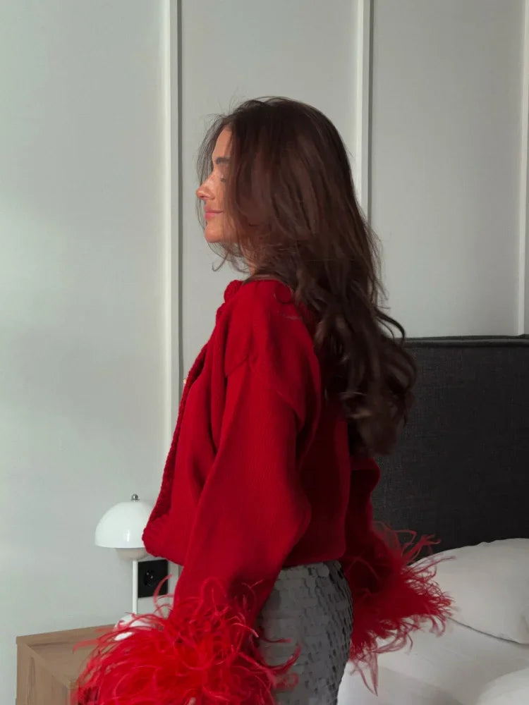 WW | Schicke Feder Strickjacke