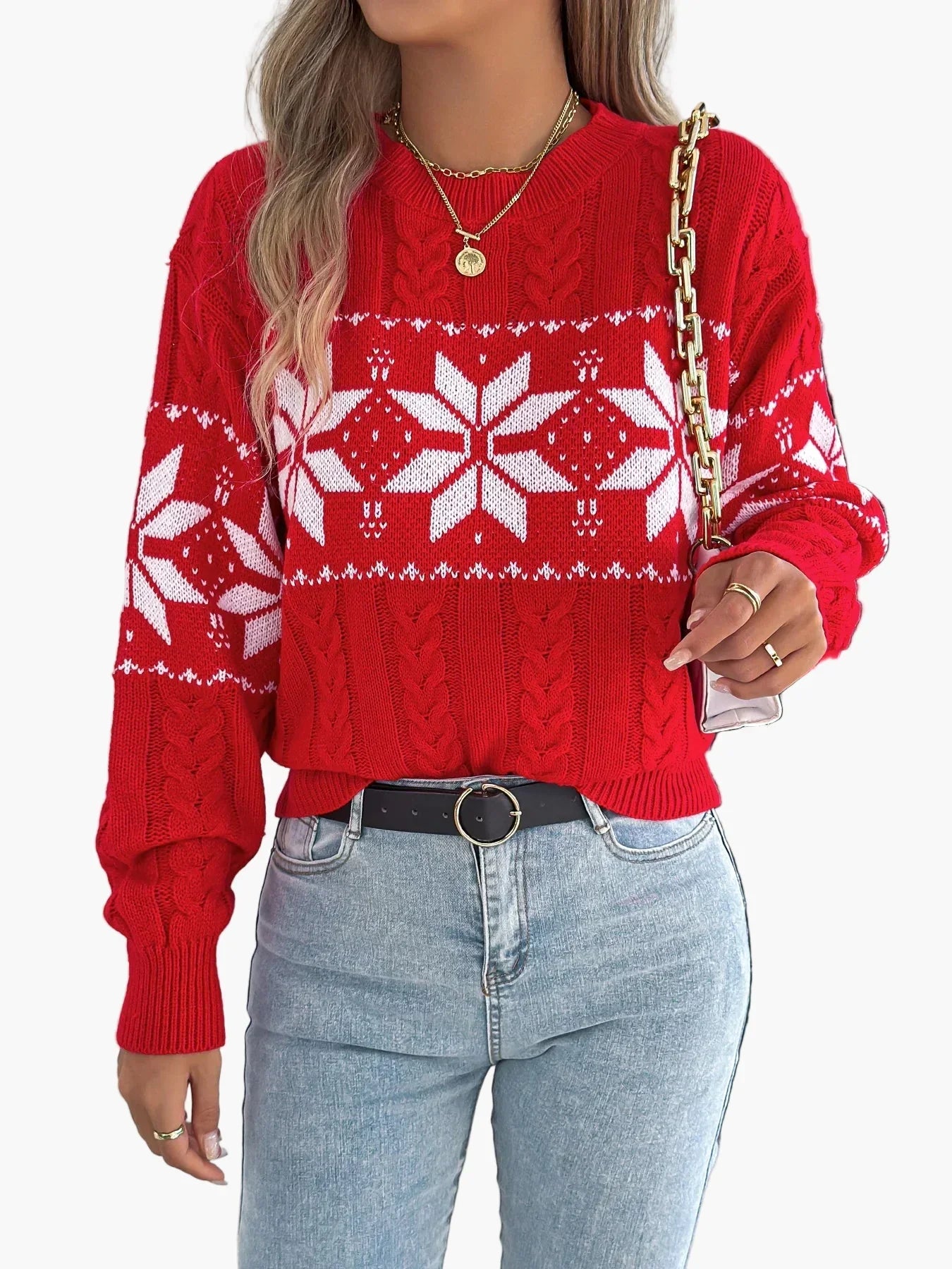 WW | Winter Pullover with Norwegian Pattern - Cozy Knit Sweater for Christmas & Everyday