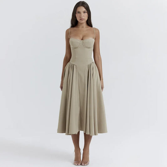 Sofia | Navy Midi Dress for Parties