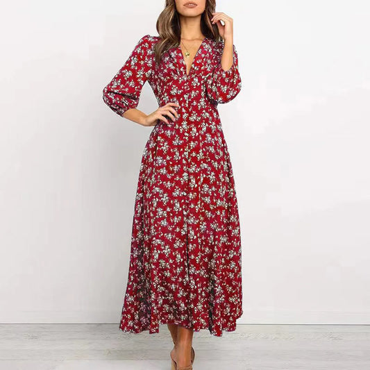 Marina™ | Floral Button-Front Midi Dress