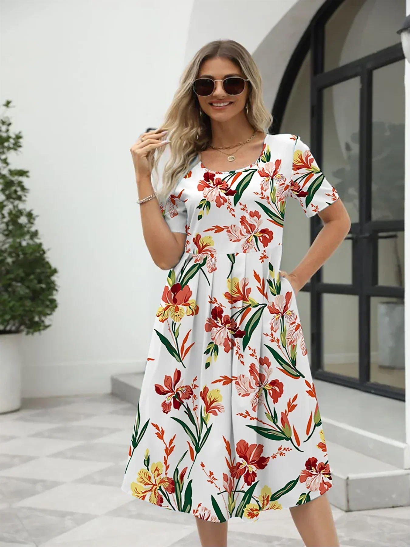 Nuvella™ Printed Summer Dress with Zipper