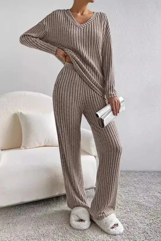 WW | Women's Ribbed Knit Two-Piece Loungewear Set