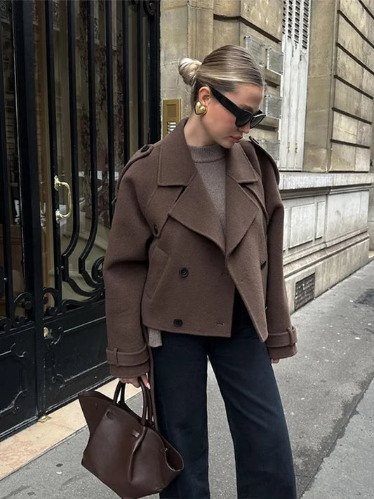 WW | Coffee Wool Jacket for Women - Casual and Comfortable