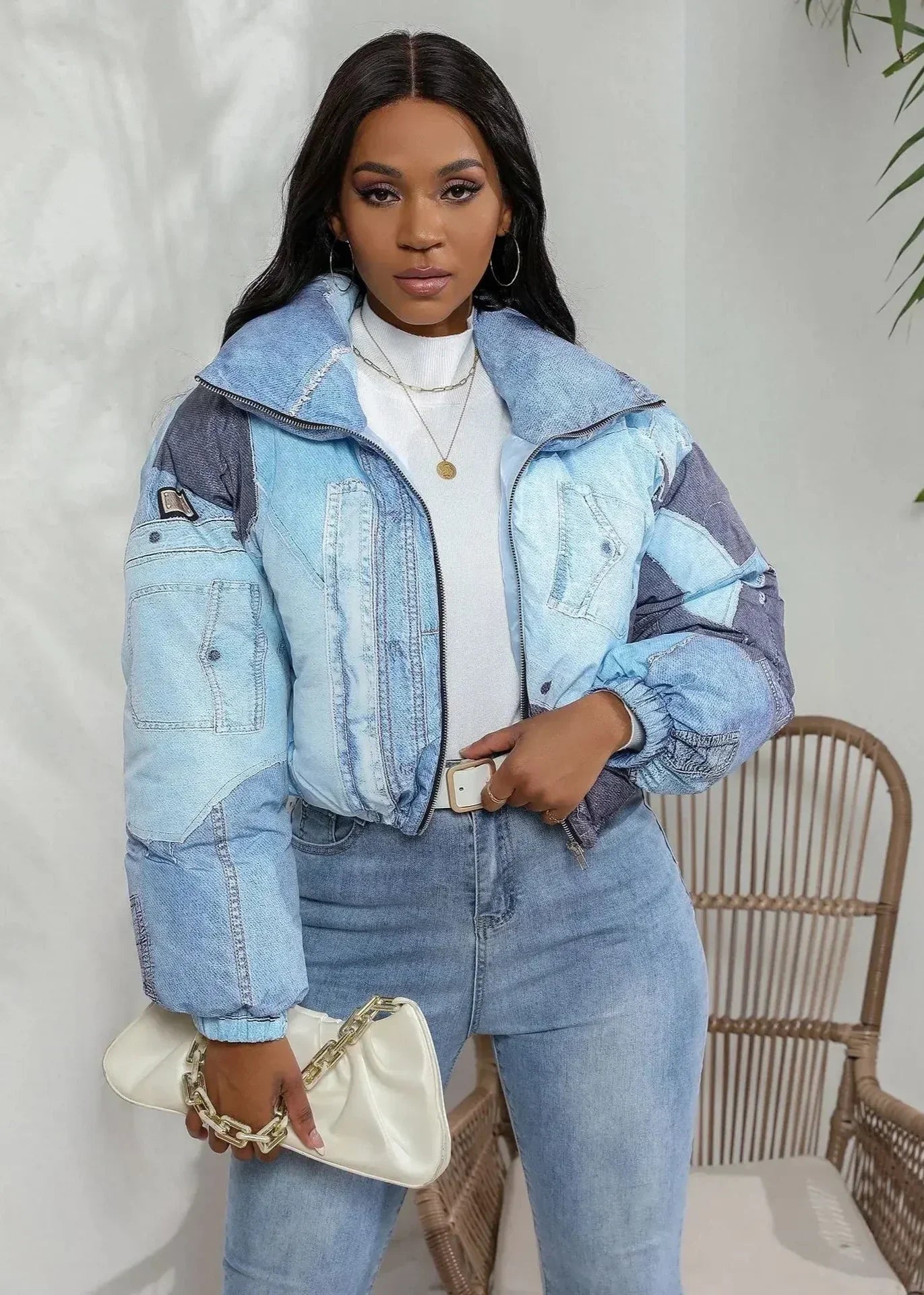 WW | Color Block Puffer Jacket - Cropped Design - Trendy Winter Fashion