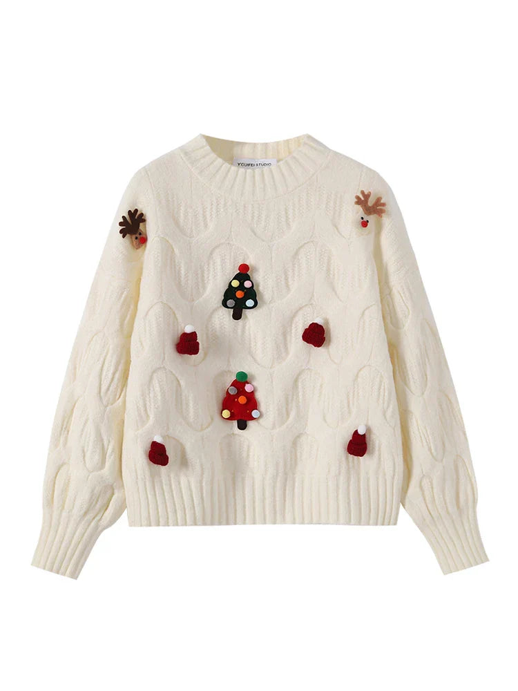 WW - Hässlicher Weihnachtspulli - Damen Weihnachtspullover im Vintage-Stil