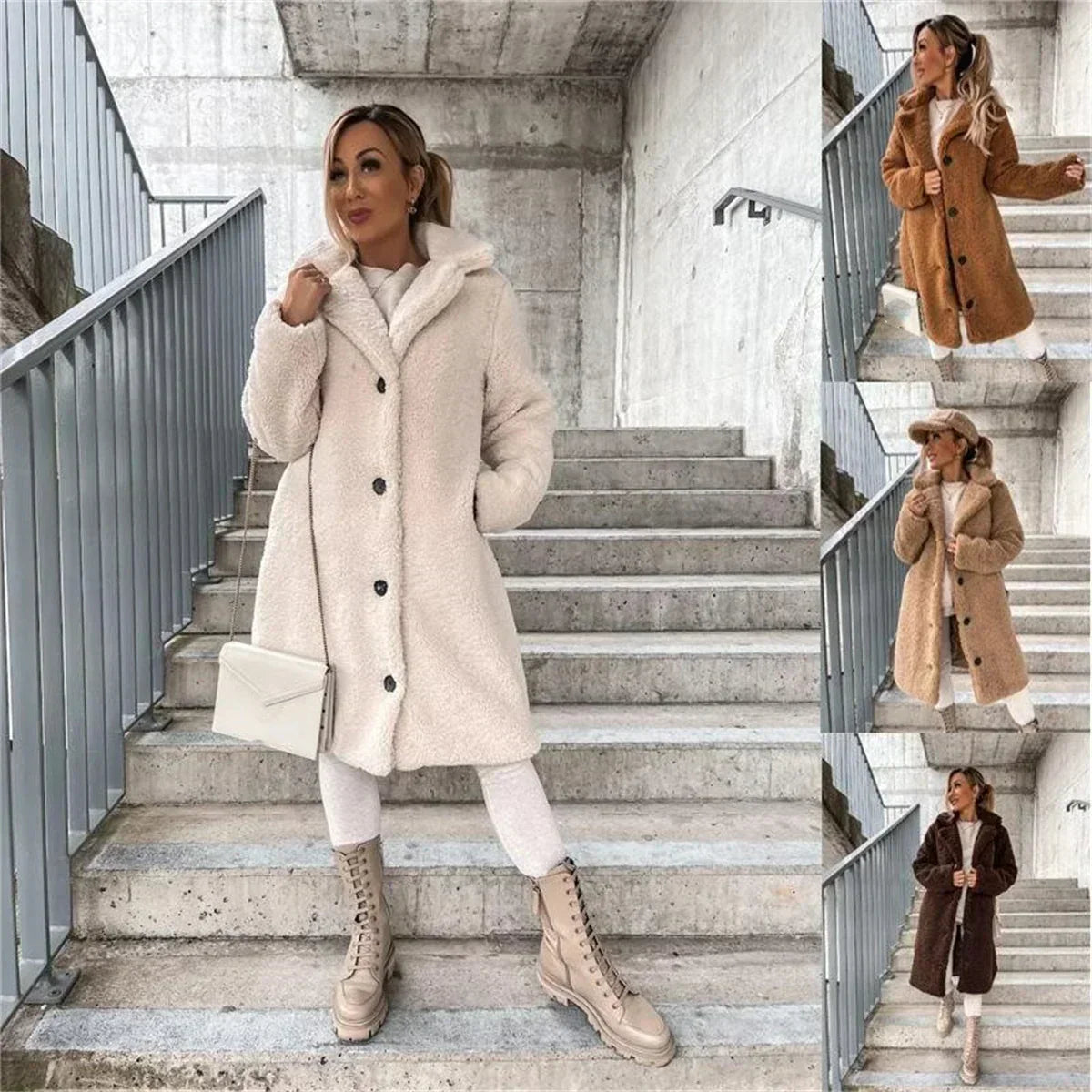 WW | Lange Jacke mit Weichem und Strukturiertem Druck