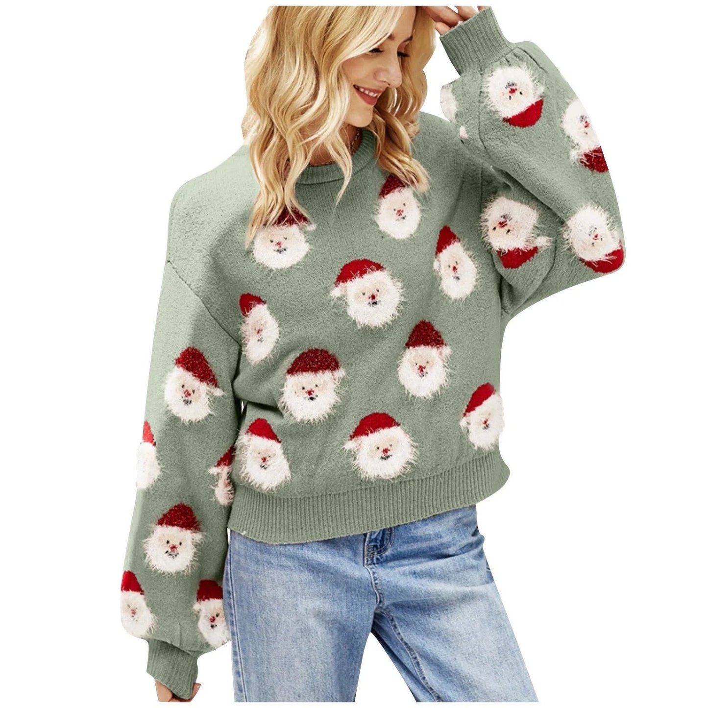 WW - Ugly Christmas Sweater - Santa Claus Pattern Pullover